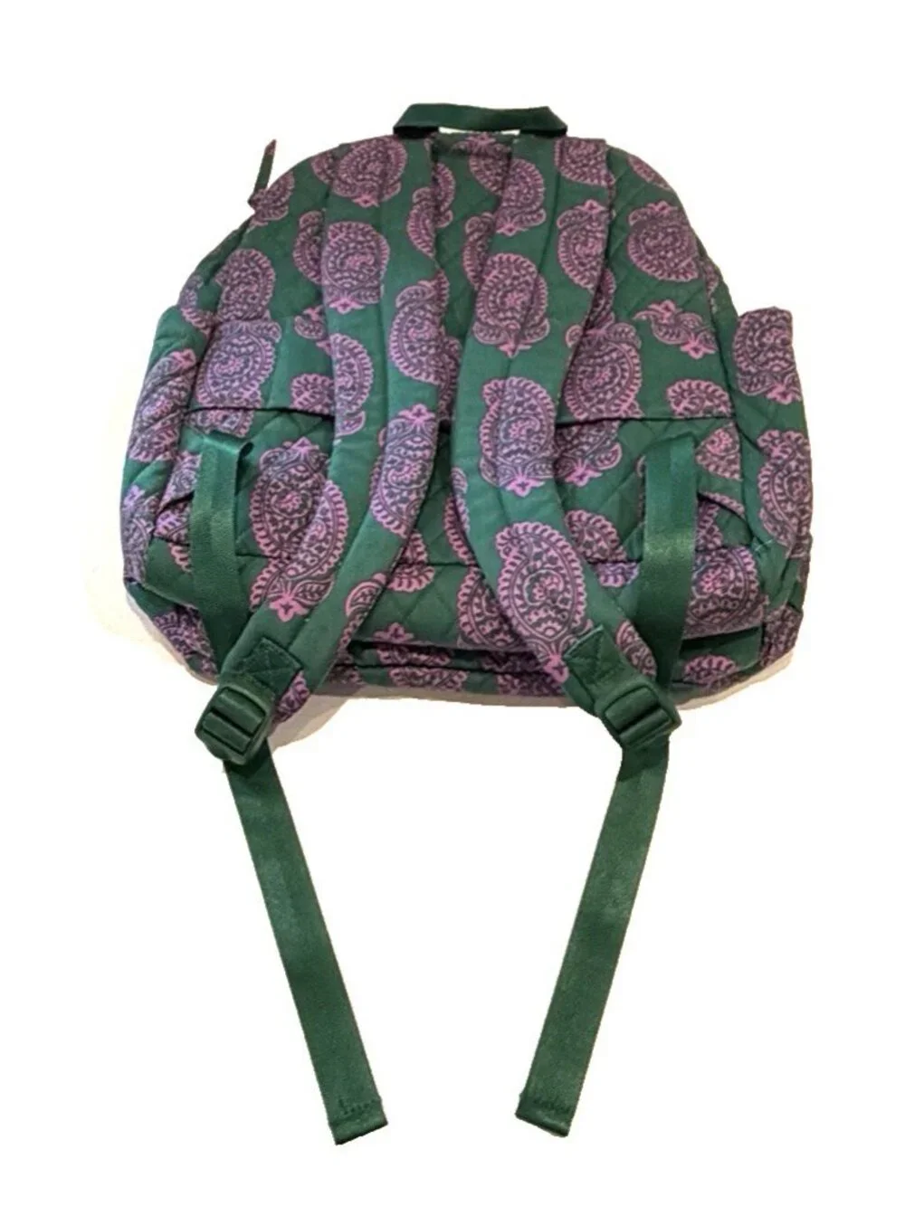 Vera Bradley Premium Cotton Bancroft Backpack Iconic Paisley Green Jacket NWOT